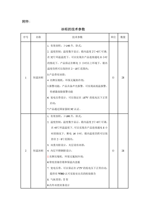 冰柜的技术参数 - 冰柜的技术参数