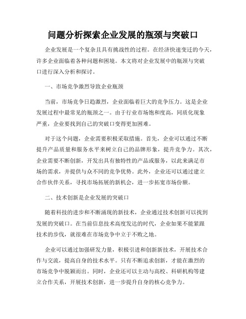 问题分析探索企业发展的瓶颈与突破口