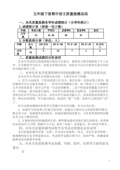 小学2018学年五年级语文第二学期中试题