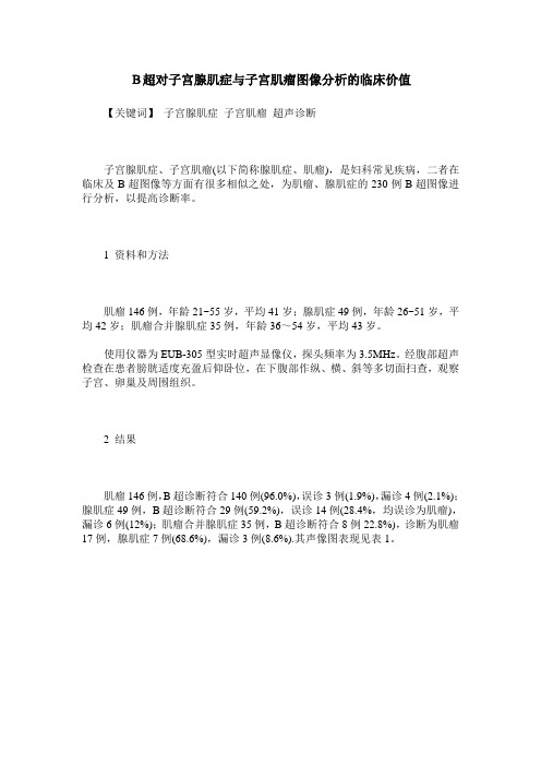 B超对子宫腺肌症与子宫肌瘤图像分析的临床价值
