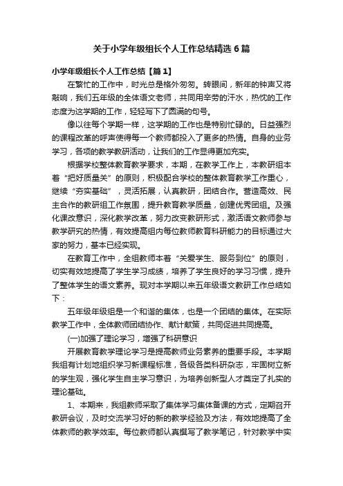 关于小学年级组长个人工作总结精选6篇