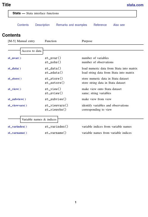 Stata数据分析软件用户手册说明书