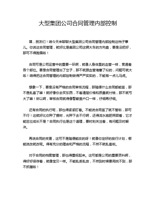 大型集团公司合同管理内部控制