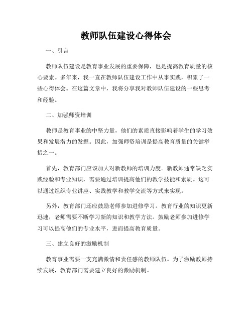 教师队伍建设心得体会