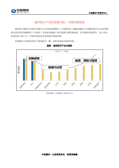 通用航空产业价值链分析：呈微笑曲线状
