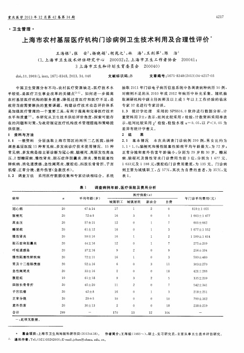 上海市农村基层医疗机构门诊病例卫生技术利用及合理性评价