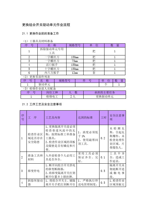 更换组合开关驱动单元作业流程