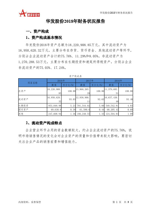 华发股份2018年财务状况报告-智泽华