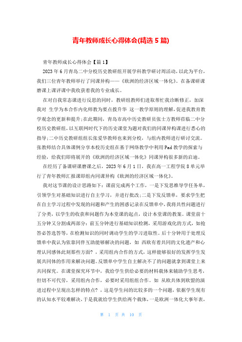 青年教师成长心得体会(精选5篇)