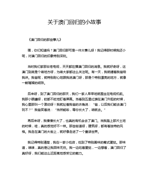 关于澳门回归的小故事