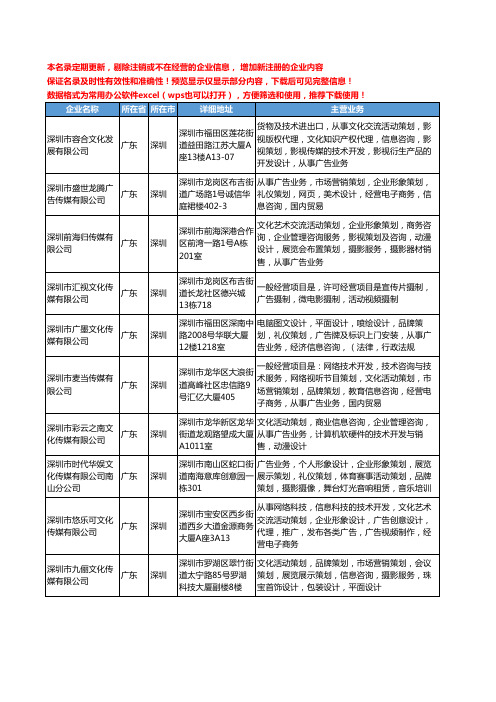 新版广东省深圳广告传媒工商企业公司商家名录名单联系方式大全380家