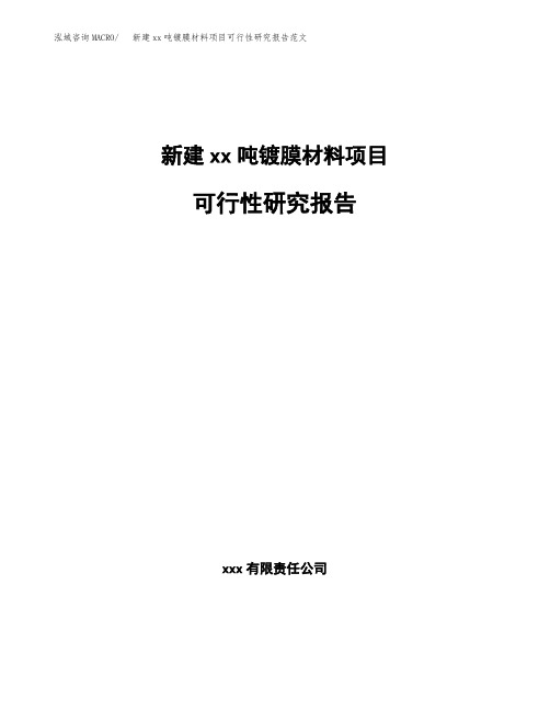 新建xx吨镀膜材料项目可行性研究报告范文