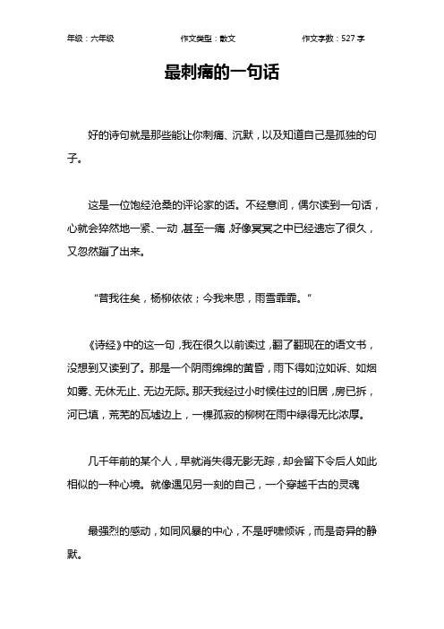 最刺痛的一句话作文【小学六年级500字】