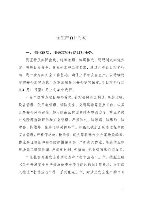 安全生产百日行动