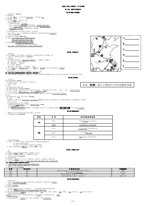 (最最新)七年级下册历史政治地理生物复习提纲大全