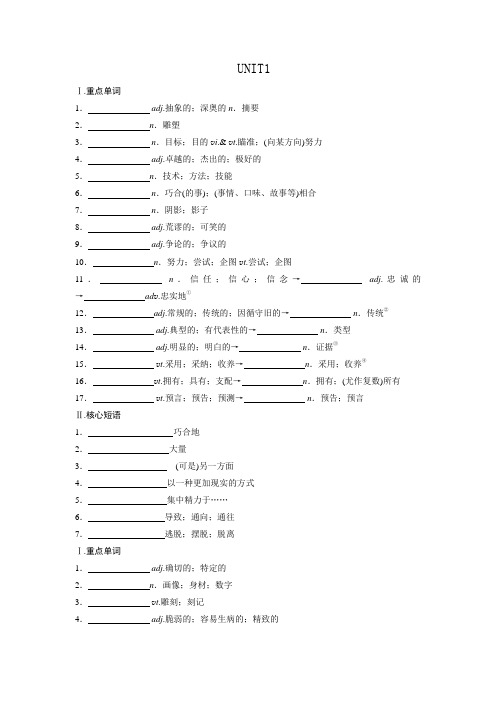 选修六unit1词汇检测