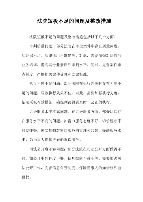 法院短板不足的问题及整改措施