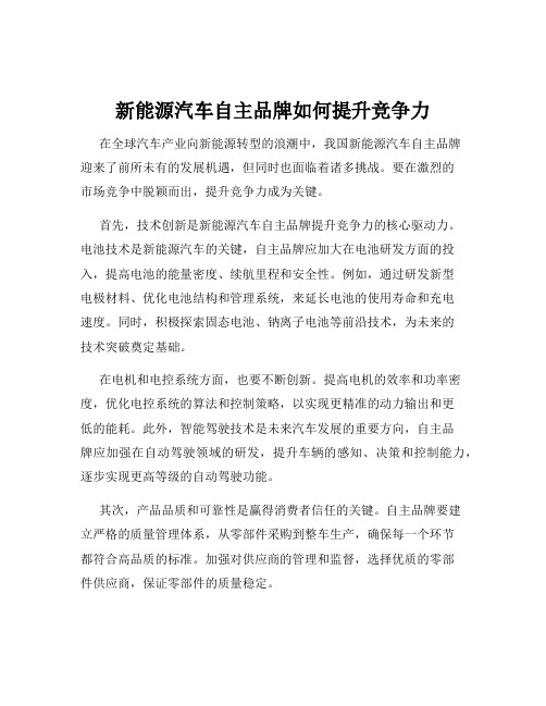 新能源汽车自主品牌如何提升竞争力