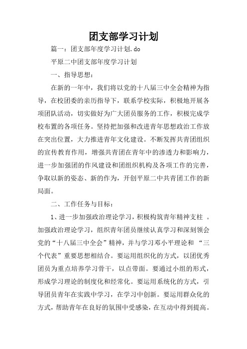 团支部学习计划