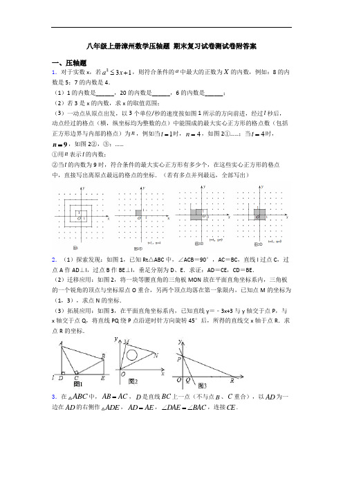 八年级上册漳州数学压轴题 期末复习试卷测试卷附答案