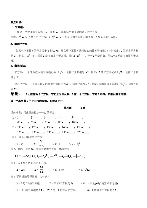 平方根重点知识