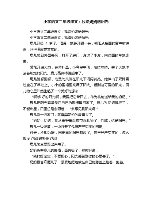 小学语文二年级课文：我给奶奶送阳光