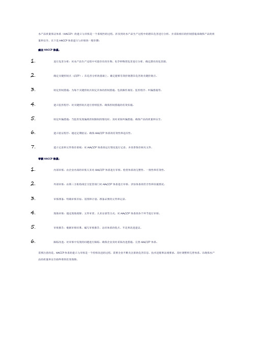 水产品质量保证体系(haccp)建立与审核