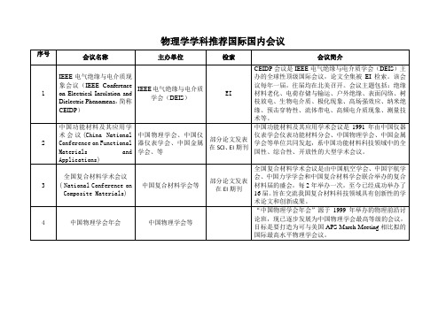 物理学学科国际国内学术会议