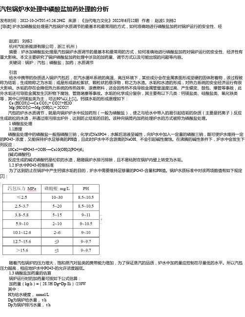 汽包锅炉水处理中磷酸盐加药处理的分析