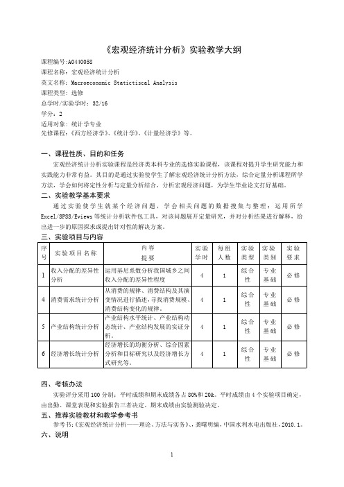 《计量经济学实验》教学大纲 - 常熟理工学院数学与统计学院