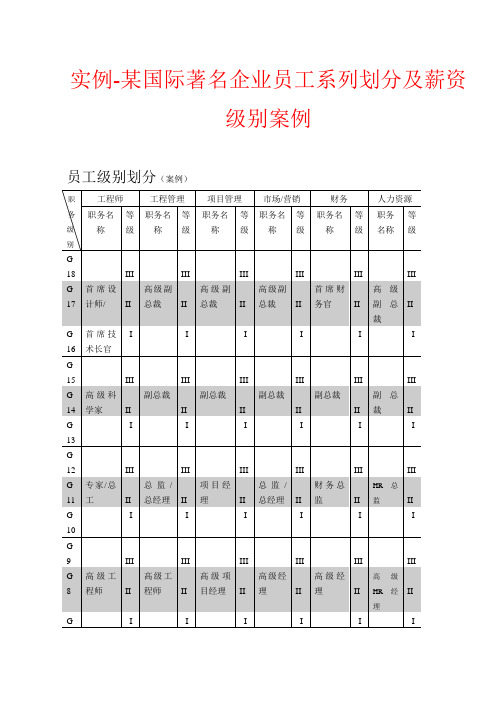 某国际著名企业员工系列划分及薪资级别案例