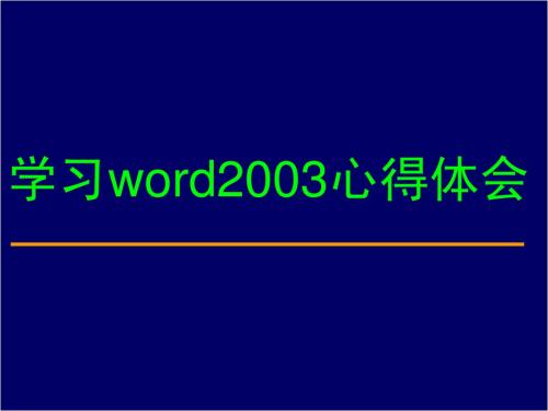 学习word2003心得体会