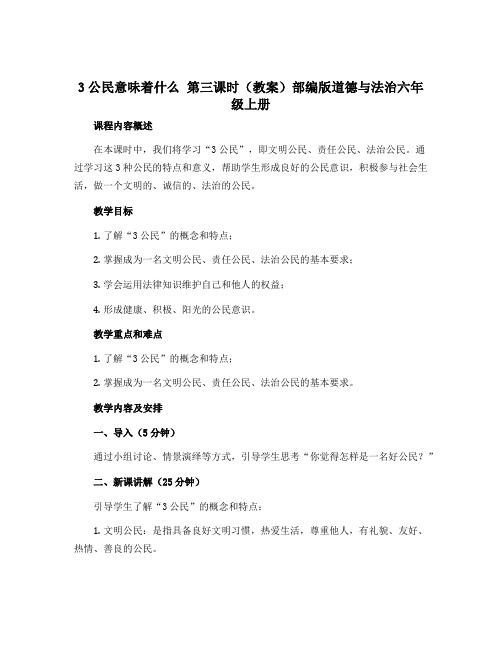 3公民意味着什么 第三课时(教案)部编版道德与法治六年级上册