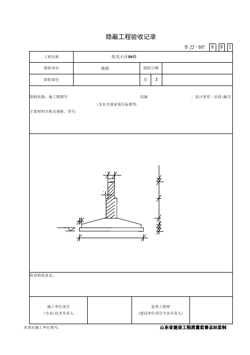 全套 隐蔽工程验收记录 鲁JJ—037