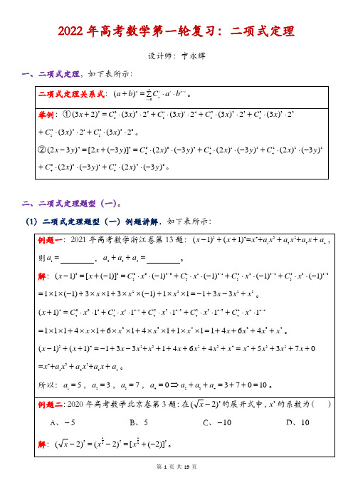 2022年高考数学第一轮复习：二项式定理