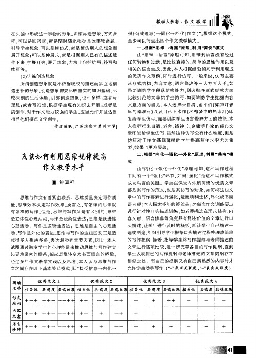 浅谈如何利用思维规律提高作文教学水平