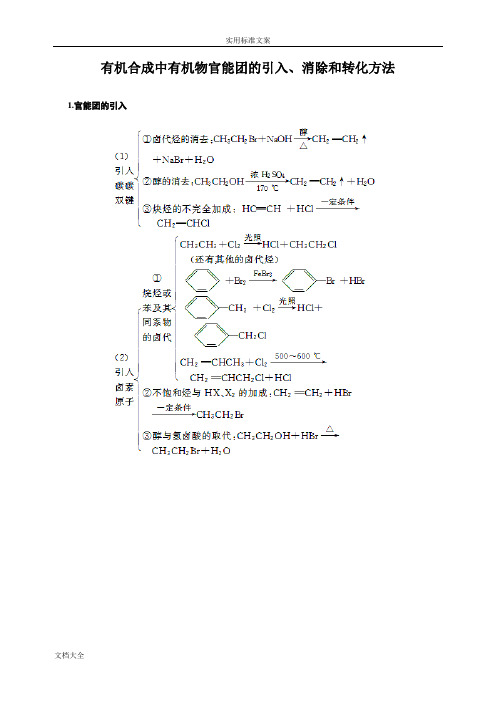 有机合成中有机物官能团地引入、消除和转化方法