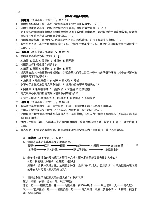 眼科学精彩试题附问题详解