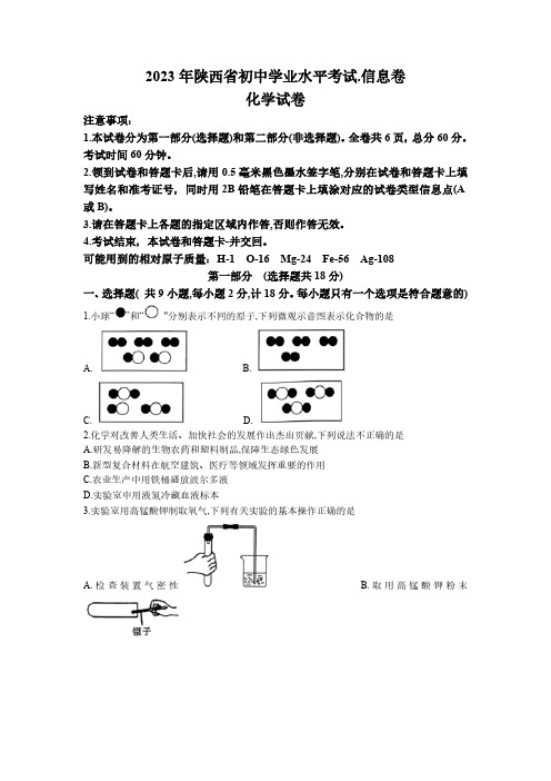 2023年陕西省咸阳市杨凌区初中学业水平化学信息卷B(含解析)