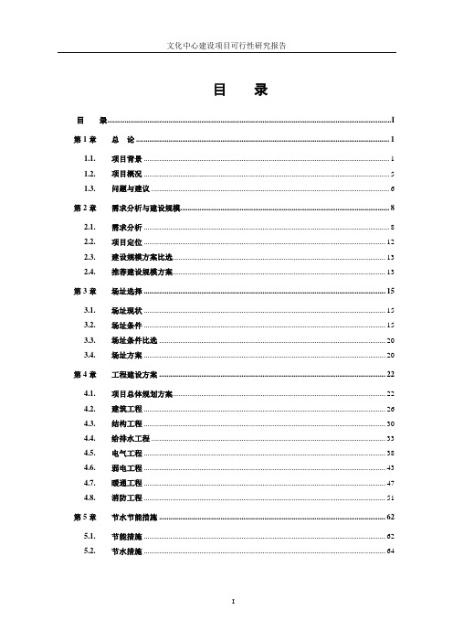 文体中心建设项目可行性研究报告完整版