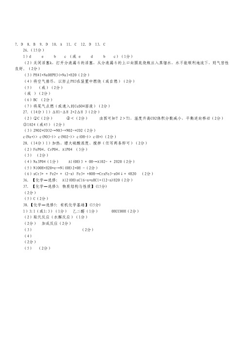 山西省2016届高三下学期高考前质量检测化学试卷(A卷,扫描版).pdf