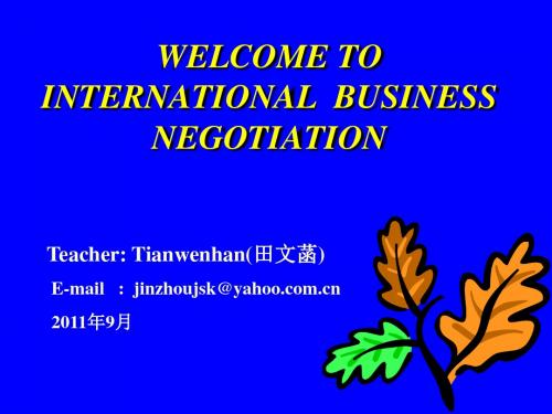 商务谈判Chapter-One-Overview-of-International-Business-Negotiation