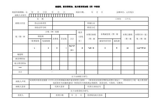 城建税、教育费附加、地方教育附加税申报表