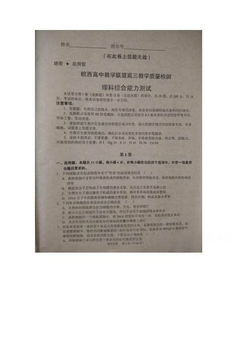 安徽省六安市皖西省示范高中联盟2018届高三上学期期末