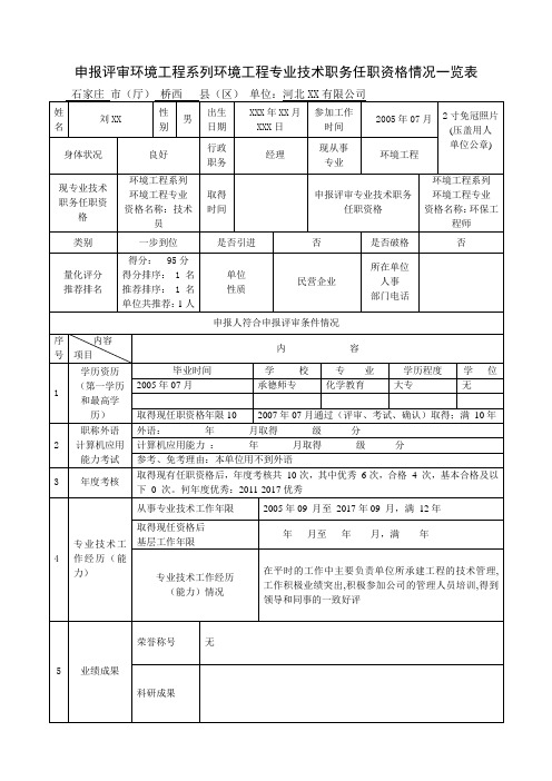 申报评审表