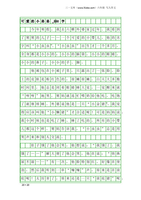 六年级写人作文：可爱的小弟弟_550字