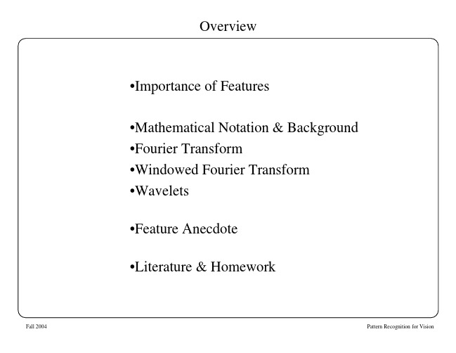 3 Feature Extraction I