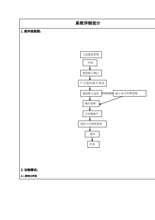 C语言二十一点纸牌游戏系统详细设计样本