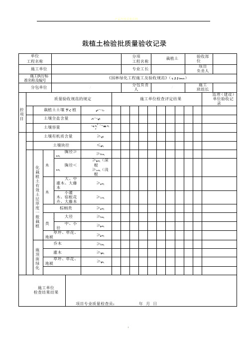 栽植土检验批质量验收记录