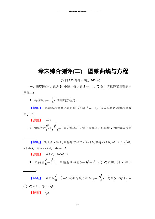 苏教版高中数学选修2-1章末综合测评(二) 圆锥曲线与方程.docx